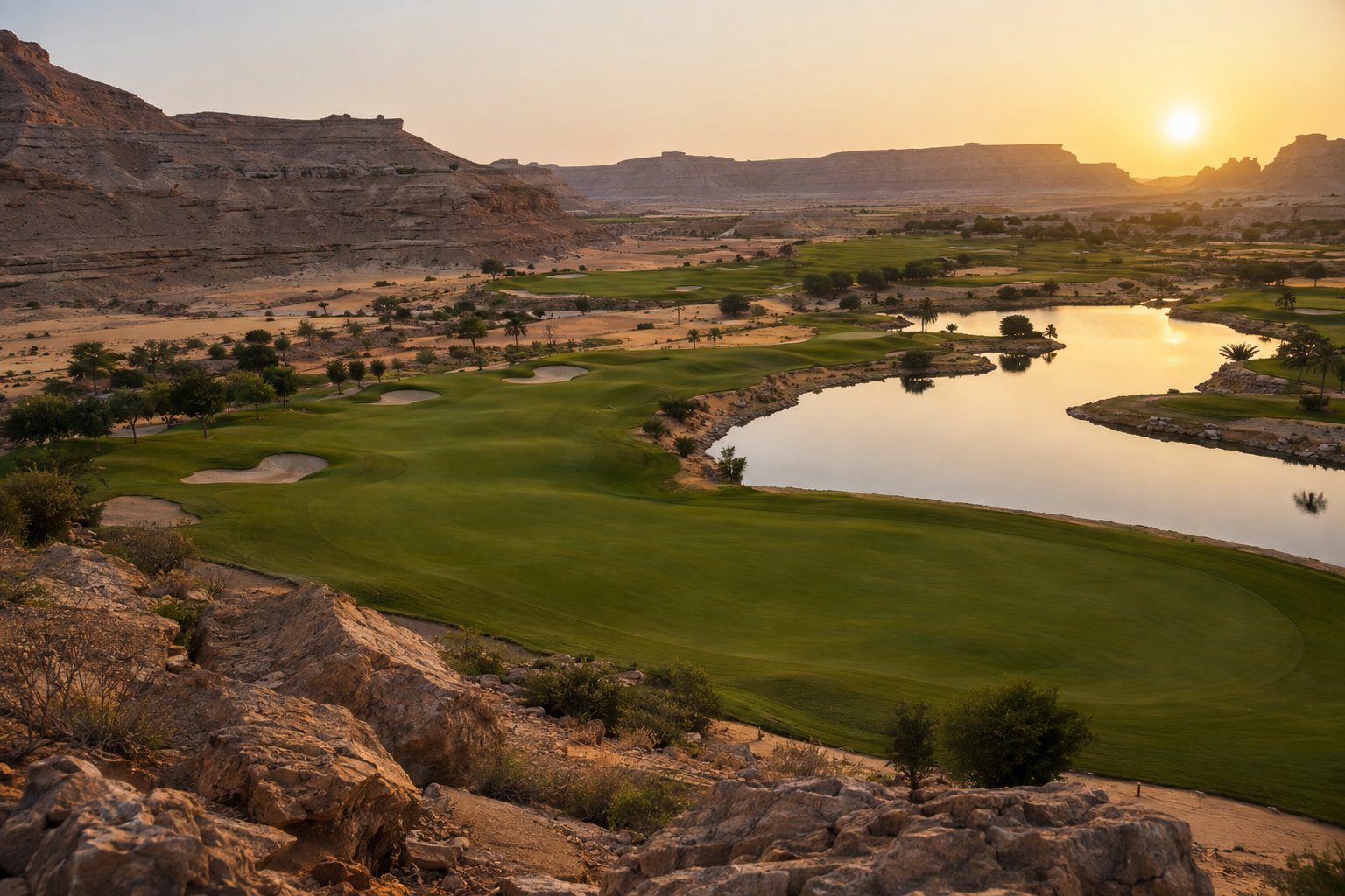 Fairway through desert dunes