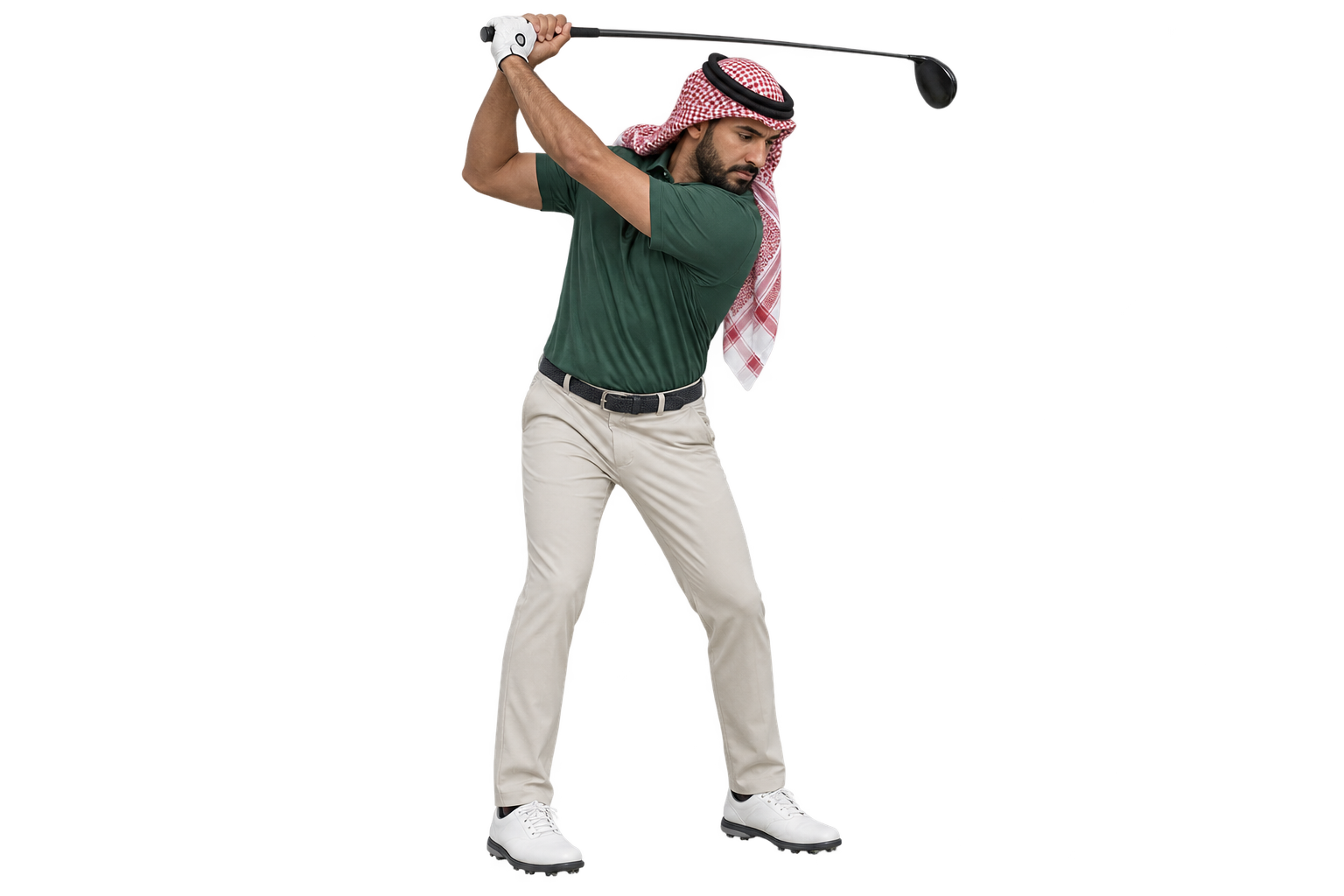Golfer at the top of the backswing
